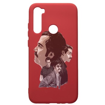 Husa de protectie Xiaomi Redmi Note 8, Narcos, silicon, cu interiorul din material textil, protectie camera, Red, PR448 Husa de protectie Xiaomi Redmi Note 8, Narcos, silicon, cu interiorul din material textil, protectie camera, Red, PR448
