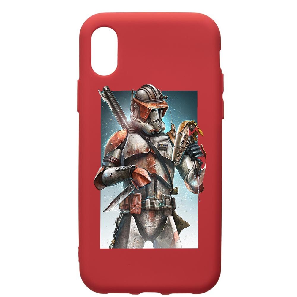 Husa de protectie Apple iPhone XR, Star Wars The Mandalorian, silicon, cu interiorul din material textil, protectie camera, Red, PR464