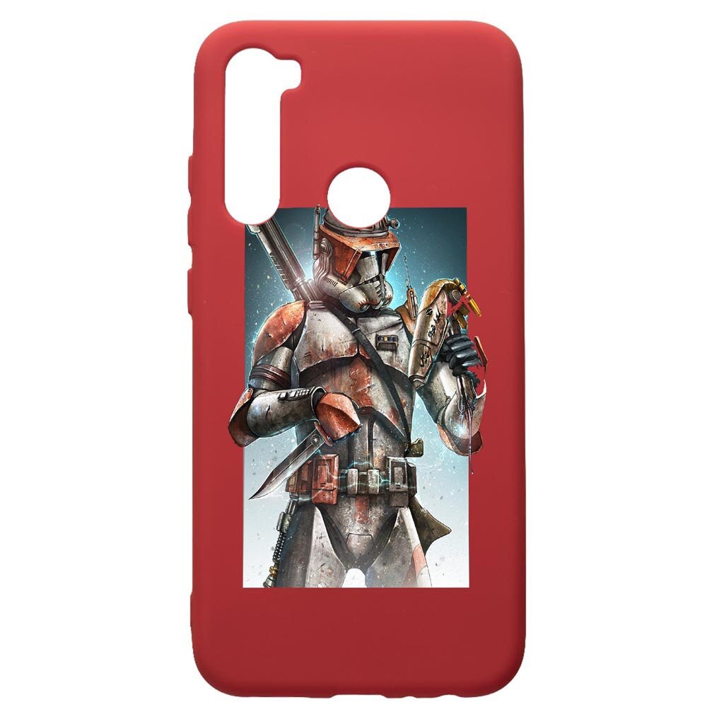 Husa de protectie Xiaomi Redmi Note 8, Star Wars The Mandalorian, silicon, cu interiorul din material textil, protectie camera, Red, PR464