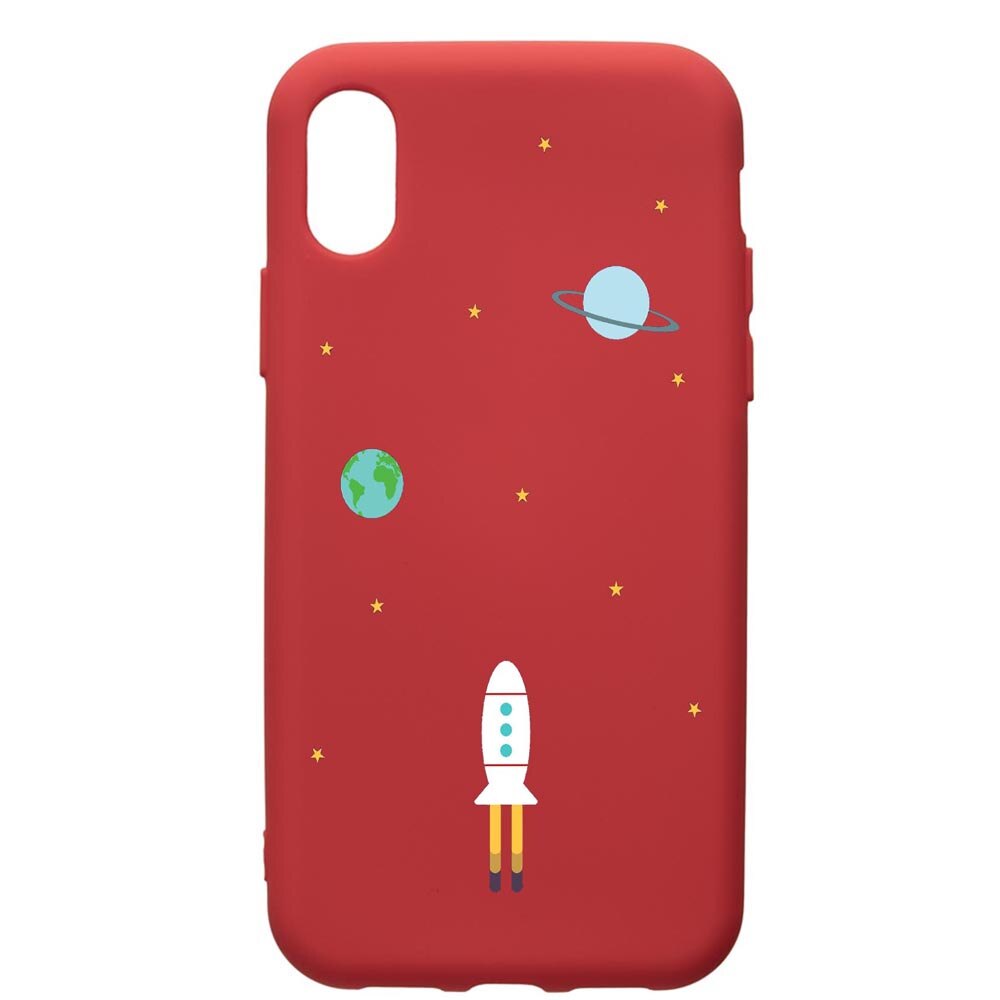 Husa de protectie Huawei Y5 2019, Universe Spacecraft, silicon, cu interiorul din material textil, protectie camera, Red, PR471