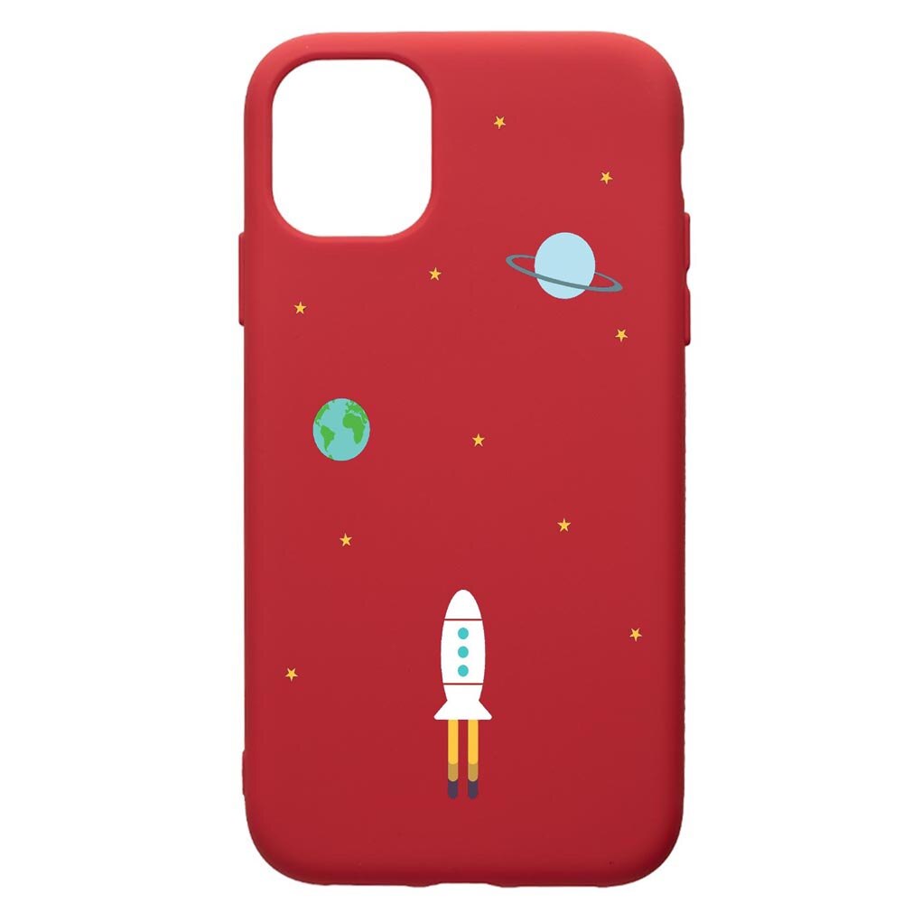 Husa de protectie Samsung Galaxy A51, Universe Spacecraft, silicon, cu interiorul din material textil, protectie camera, Red, PR471