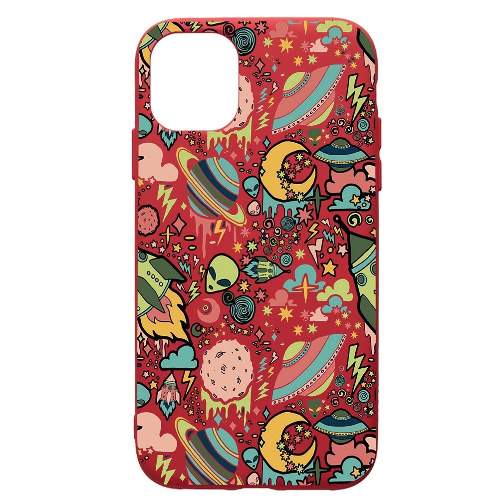 Husa de protectie Samsung Galaxy A51, Universe, UFO, silicon, cu interiorul din material textil, protectie camera, Red, PR472