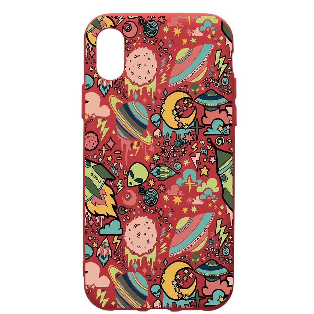 Husa de protectie Samsung Galaxy A10, Universe, UFO, silicon, cu interiorul din material textil, protectie camera, Red, PR472