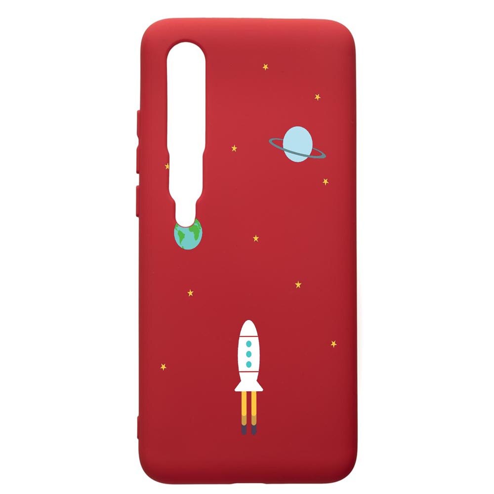 Husa de protectie Xiaomi Mi 10 / Mi 10 Pro, Universe Spacecraft, silicon, cu interiorul din material textil, protectie camera, Red, PR471