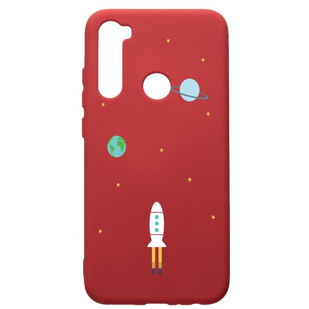 Husa de protectie Xiaomi Redmi Note 8, Universe Spacecraft, silicon, cu interiorul din material textil, protectie camera, Red, PR471