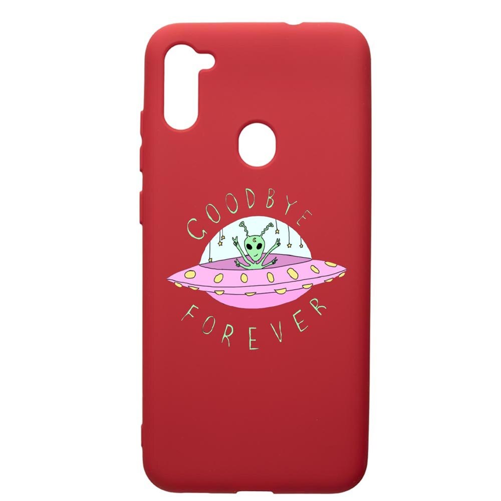Husa de protectie Samsung Galaxy A11, Universe, UFO, silicon, cu interiorul din material textil, protectie camera, Red, PR474