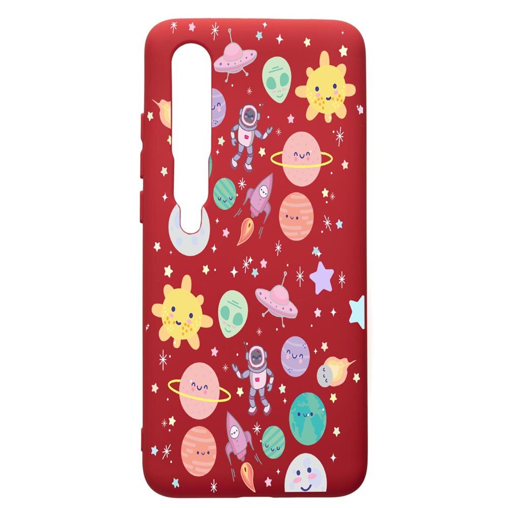 Husa de protectie Xiaomi Mi 10 / Mi 10 Pro, Universe, UFO, silicon, cu interiorul din material textil, protectie camera, Red, PR473