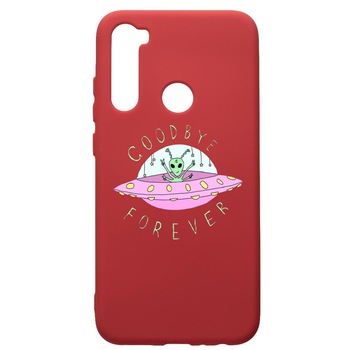 Husa de protectie Xiaomi Redmi Note 8, Universe, UFO, silicon, cu interiorul din material textil, protectie camera, Red, PR474 Husa de protectie Xiaomi Redmi Note 8, Universe, UFO, silicon, cu interiorul din material textil, protectie camera, Red, PR474