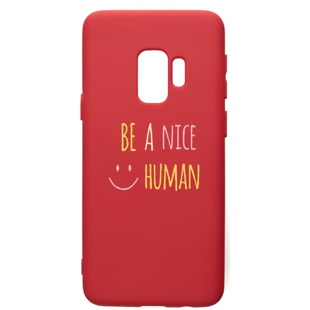 Husa de protectie Samsung Galaxy S9, Human, silicon, cu interiorul din material textil, protectie camera, Red, PR480