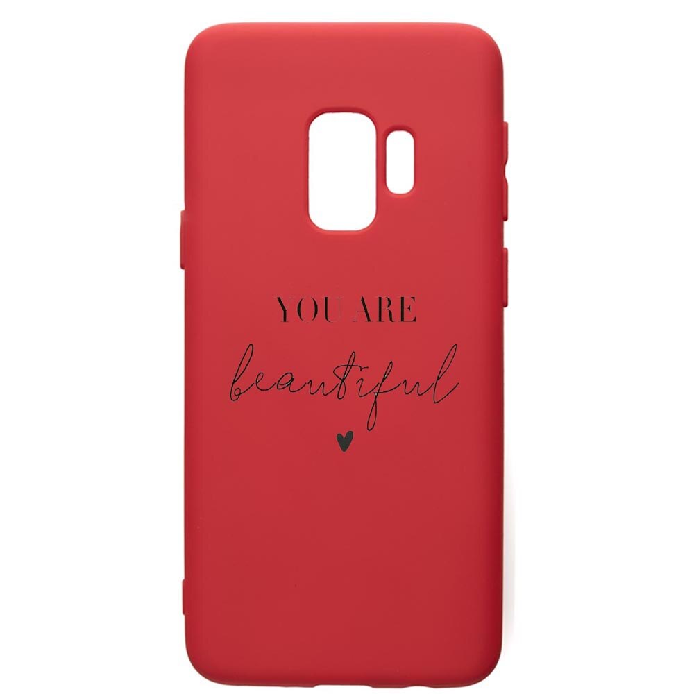 Husa de protectie Samsung Galaxy S9, You Are Beautiful, silicon, cu interiorul din material textil, protectie camera, Red, PR477