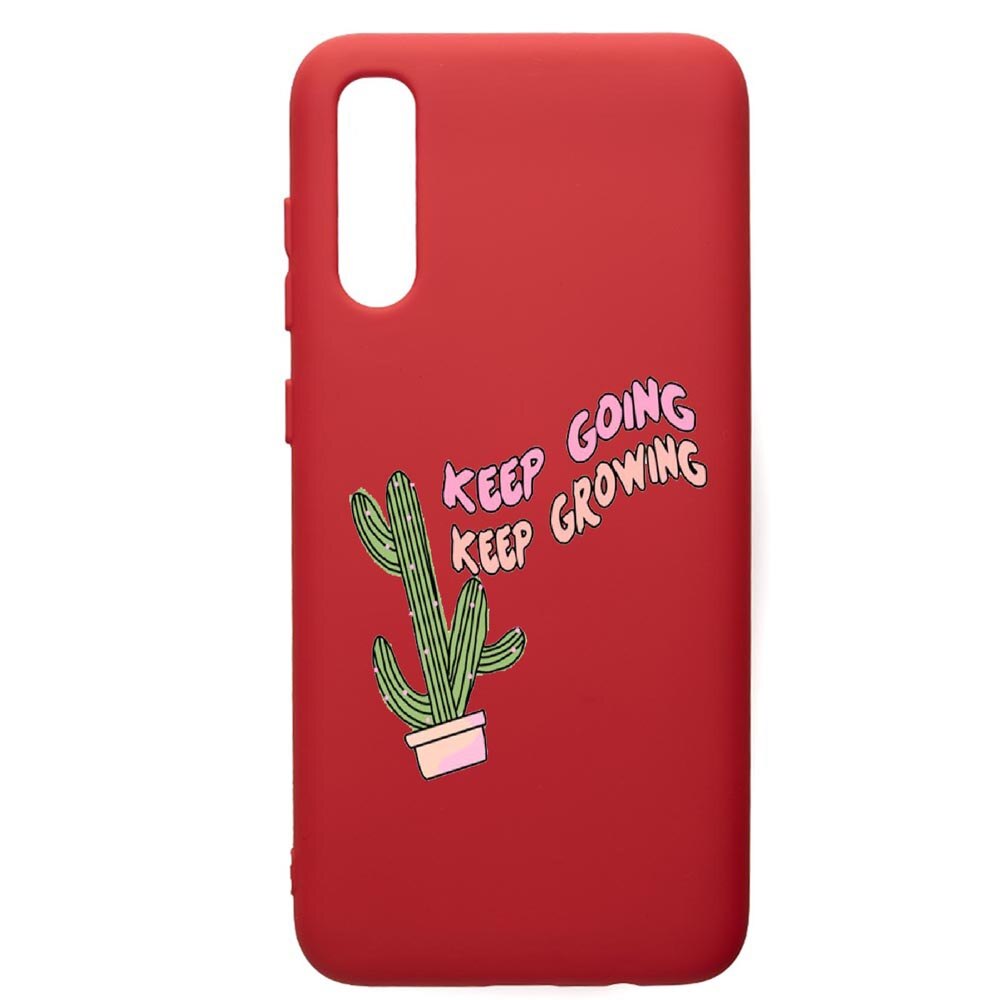 Husa de protectie Samsung Galaxy A70, Keep Going, silicon, cu interiorul din material textil, protectie camera, Red, PR482