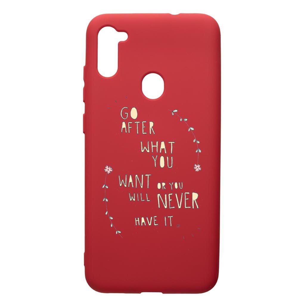 Husa de protectie Samsung Galaxy A11, Be Positive, silicon, cu interiorul din material textil, protectie camera, Red, PR483