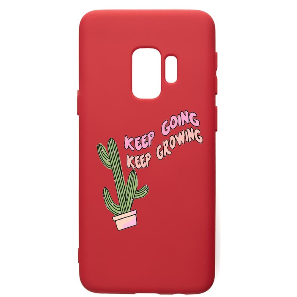 Husa de protectie Samsung Galaxy S9, Keep Going, silicon, cu interiorul din material textil, protectie camera, Red, PR482