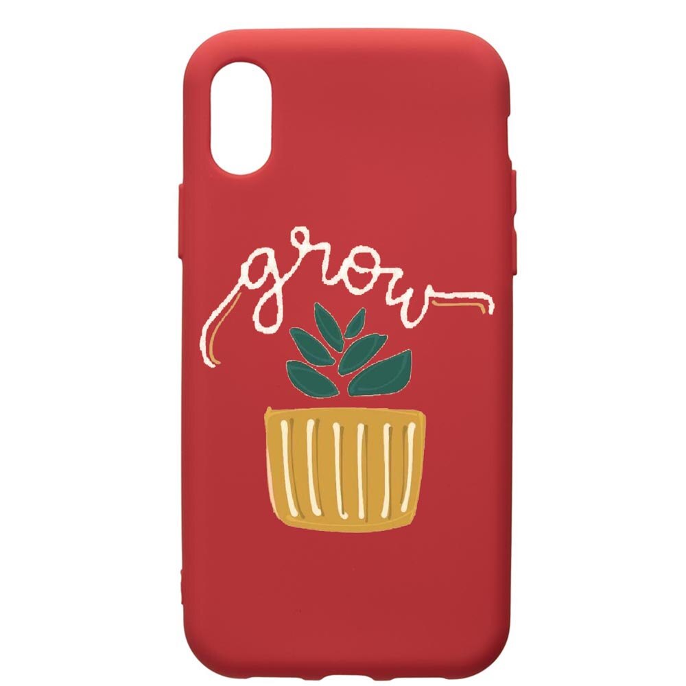 Husa de protectie Apple iPhone XS / iPhone X, Grow, silicon, cu interiorul din material textil, protectie camera, Red, PR490