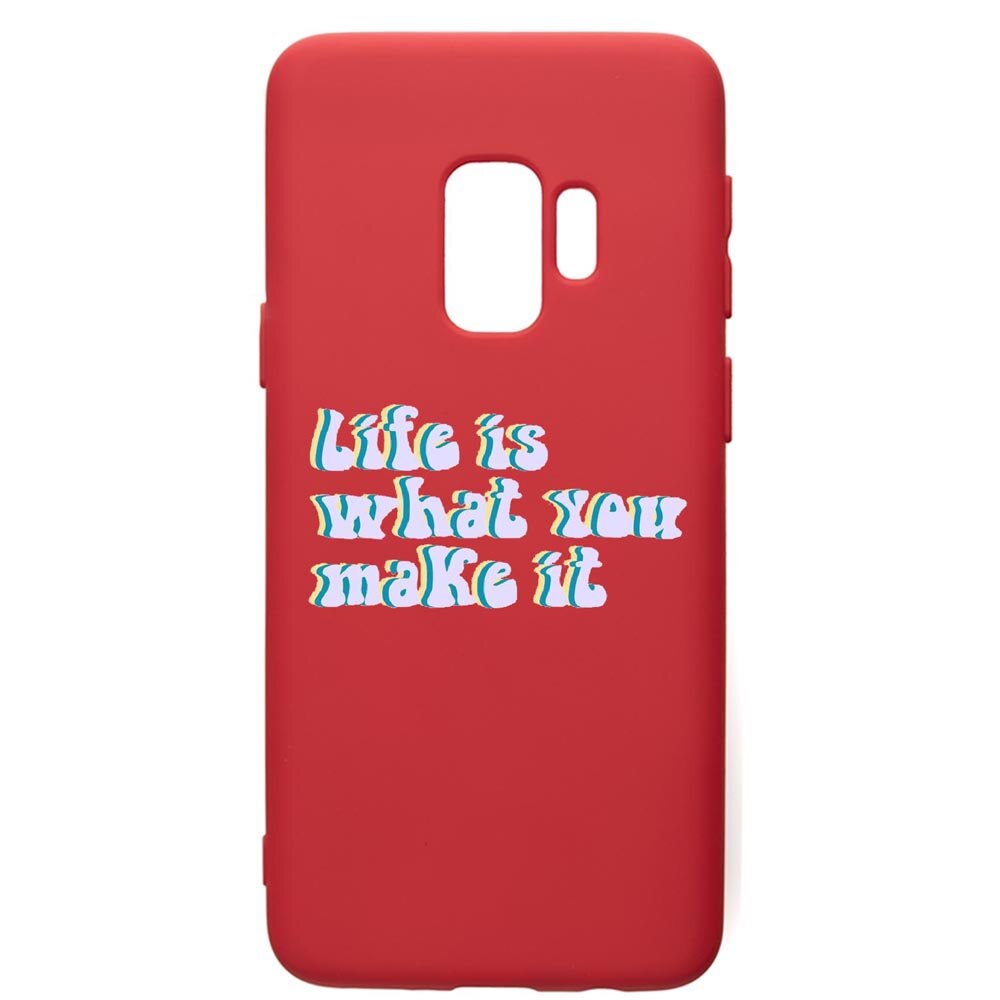 Husa de protectie Samsung Galaxy S9, Life is.., silicon, cu interiorul din material textil, protectie camera, Red, PR491