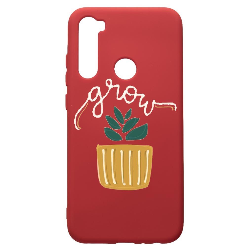Husa de protectie Xiaomi Redmi Note 8, Grow, silicon, cu interiorul din material textil, protectie camera, Red, PR490
