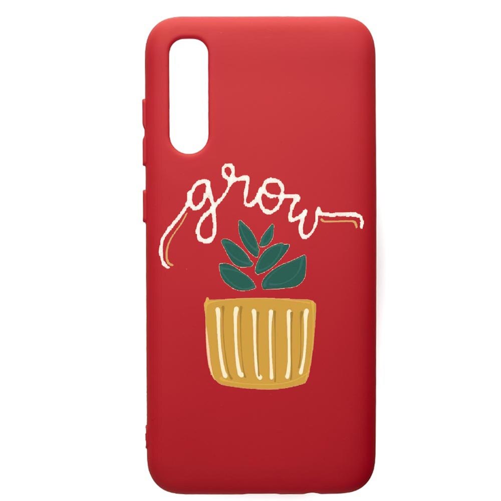 Husa de protectie Samsung Galaxy A70, Grow, silicon, cu interiorul din material textil, protectie camera, Red, PR490