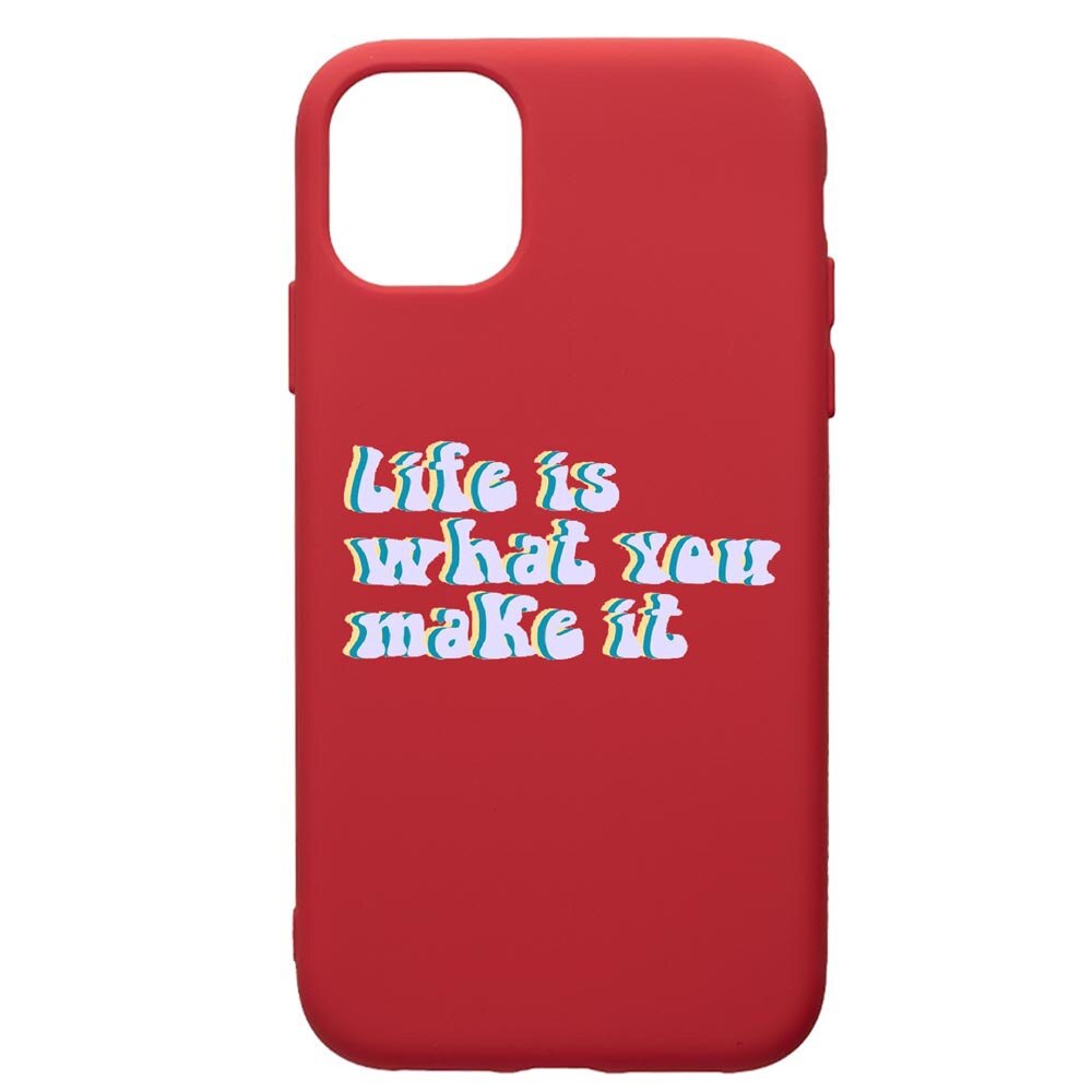 Husa de protectie Samsung Galaxy A51, Life is.., silicon, cu interiorul din material textil, protectie camera, Red, PR491