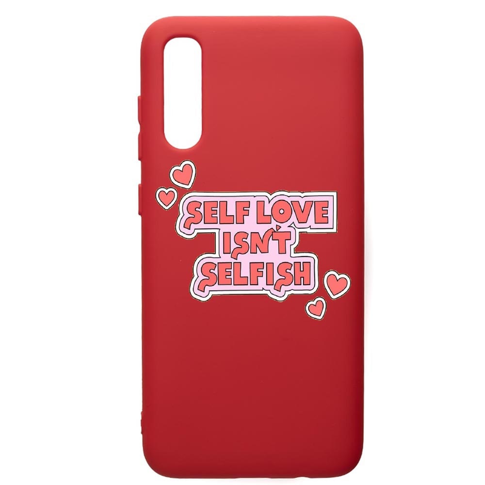 Husa de protectie Samsung Galaxy A70, Self Love, silicon, cu interiorul din material textil, protectie camera, Red, PR493