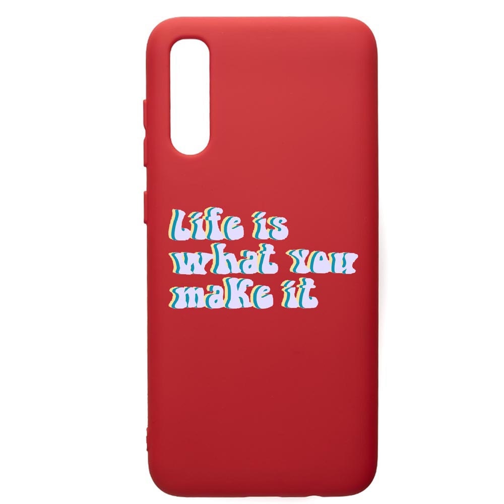 Husa de protectie Samsung Galaxy A70, Life is.., silicon, cu interiorul din material textil, protectie camera, Red, PR491