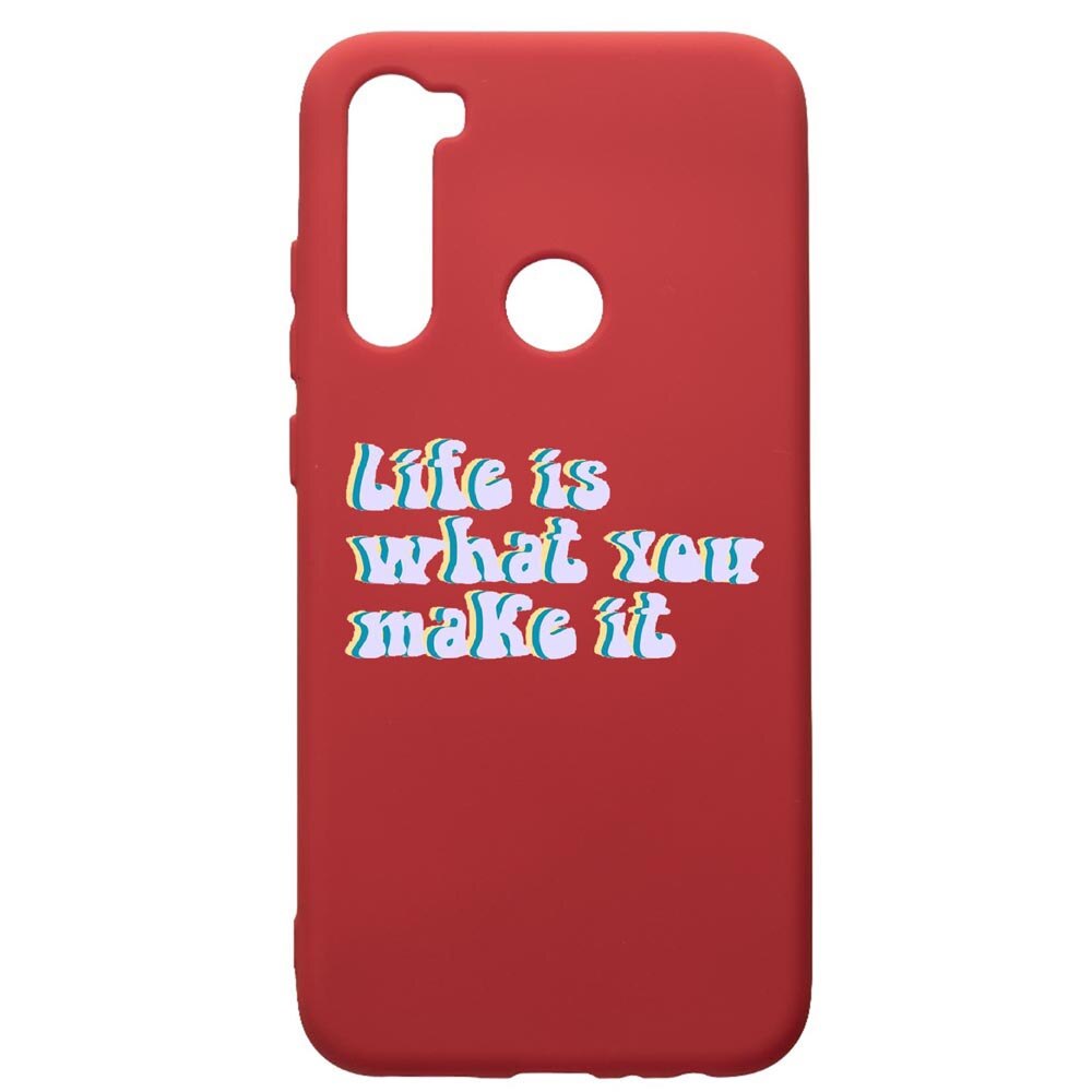 Husa de protectie Xiaomi Redmi Note 8, Life is.., silicon, cu interiorul din material textil, protectie camera, Red, PR491