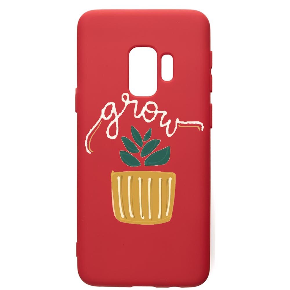 Husa de protectie Samsung Galaxy S9, Grow, silicon, cu interiorul din material textil, protectie camera, Red, PR490