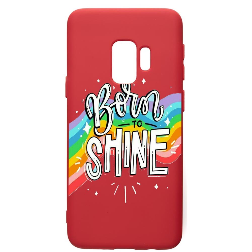 Husa de protectie Samsung Galaxy S9, Born To Shine, silicon, cu interiorul din material textil, protectie camera, Red, PR489