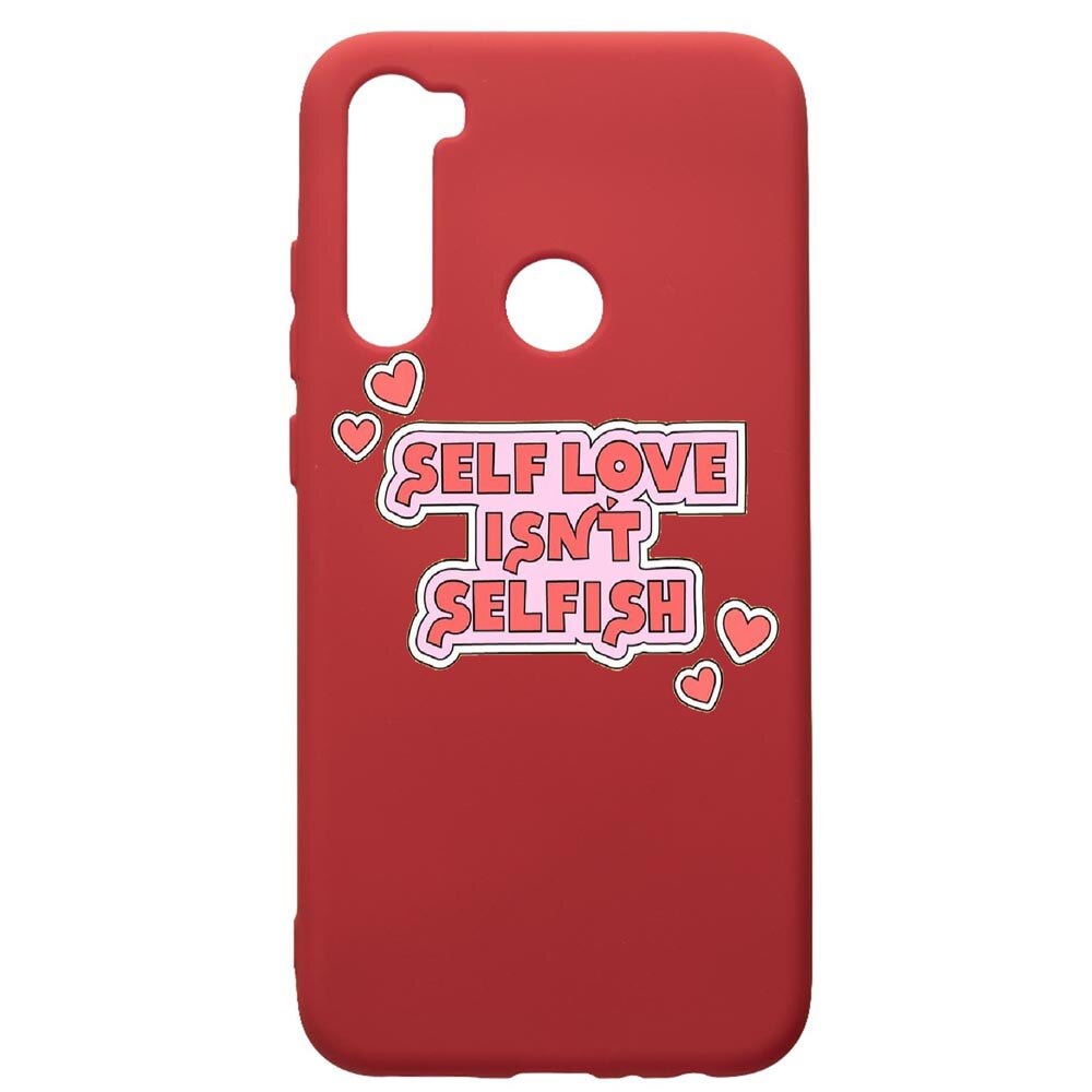 Husa de protectie Xiaomi Redmi Note 8, Self Love, silicon, cu interiorul din material textil, protectie camera, Red, PR493