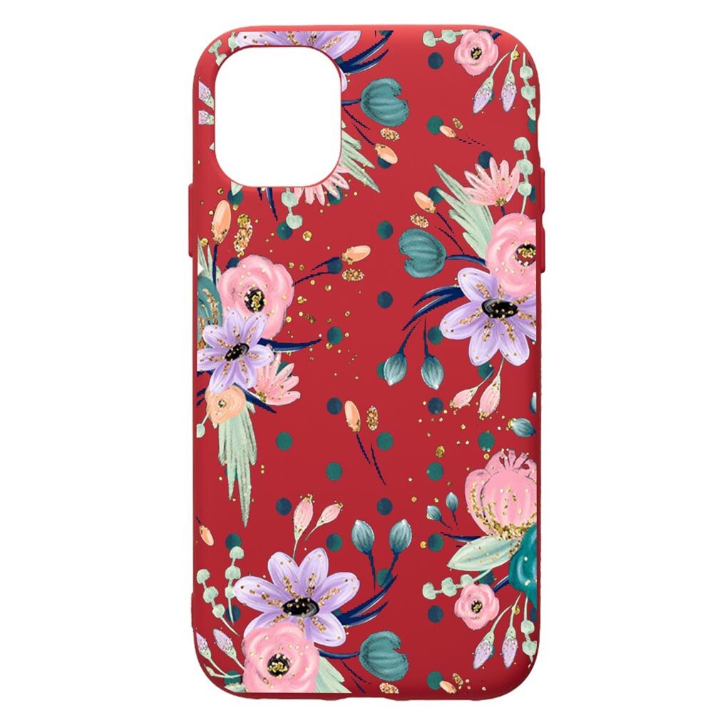 Husa de protectie Samsung Galaxy A51, Spring Flowers, silicon, cu interiorul din material textil, protectie camera, Red, PR495