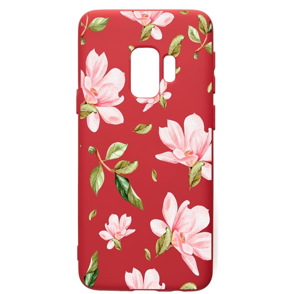 Husa de protectie Samsung Galaxy S9, Spring Flowers, silicon, cu interiorul din material textil, protectie camera, Red, PR496