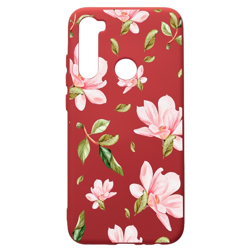 Husa de protectie Xiaomi Redmi Note 8, Spring Flowers, silicon, cu interiorul din material textil, protectie camera, Red, PR496