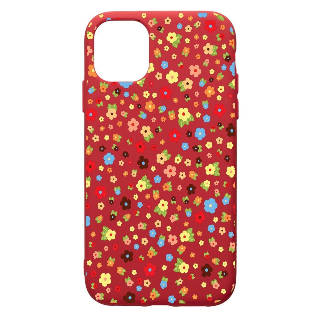 Husa de protectie Samsung Galaxy A51, Happy Flowers, silicon, cu interiorul din material textil, protectie camera, Red, PR501