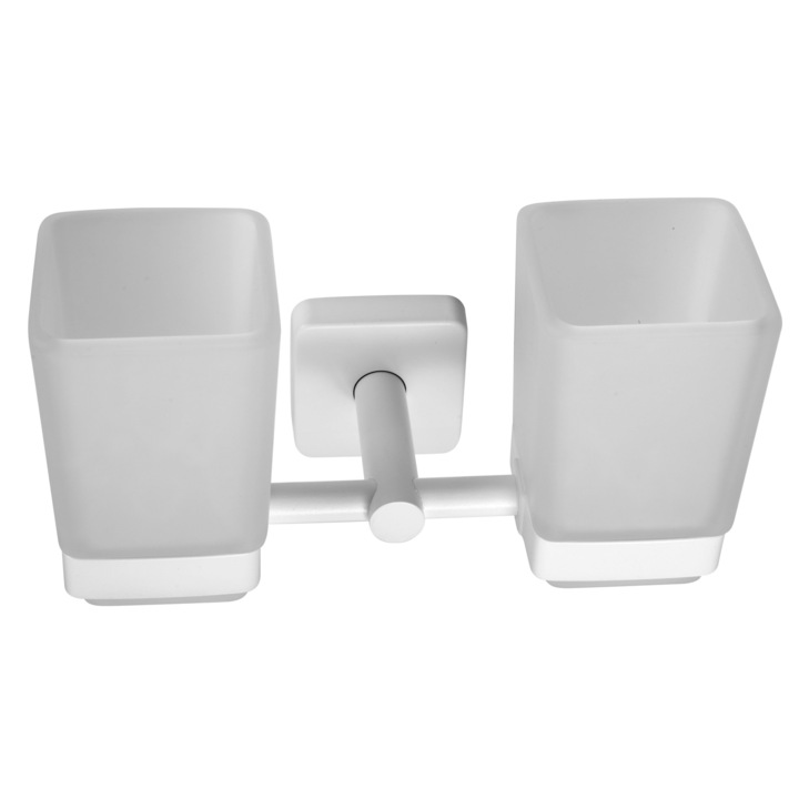 Kapitan Quattro állvány, két csésze ecsetekhez és pasztához, fehér matt, rozsdamentes acél