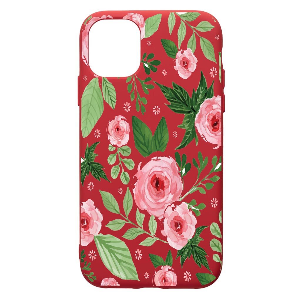 Husa de protectie Samsung Galaxy A51, Flowers - Pastel Colors, silicon, cu interiorul din material textil, protectie camera, Red, PR509