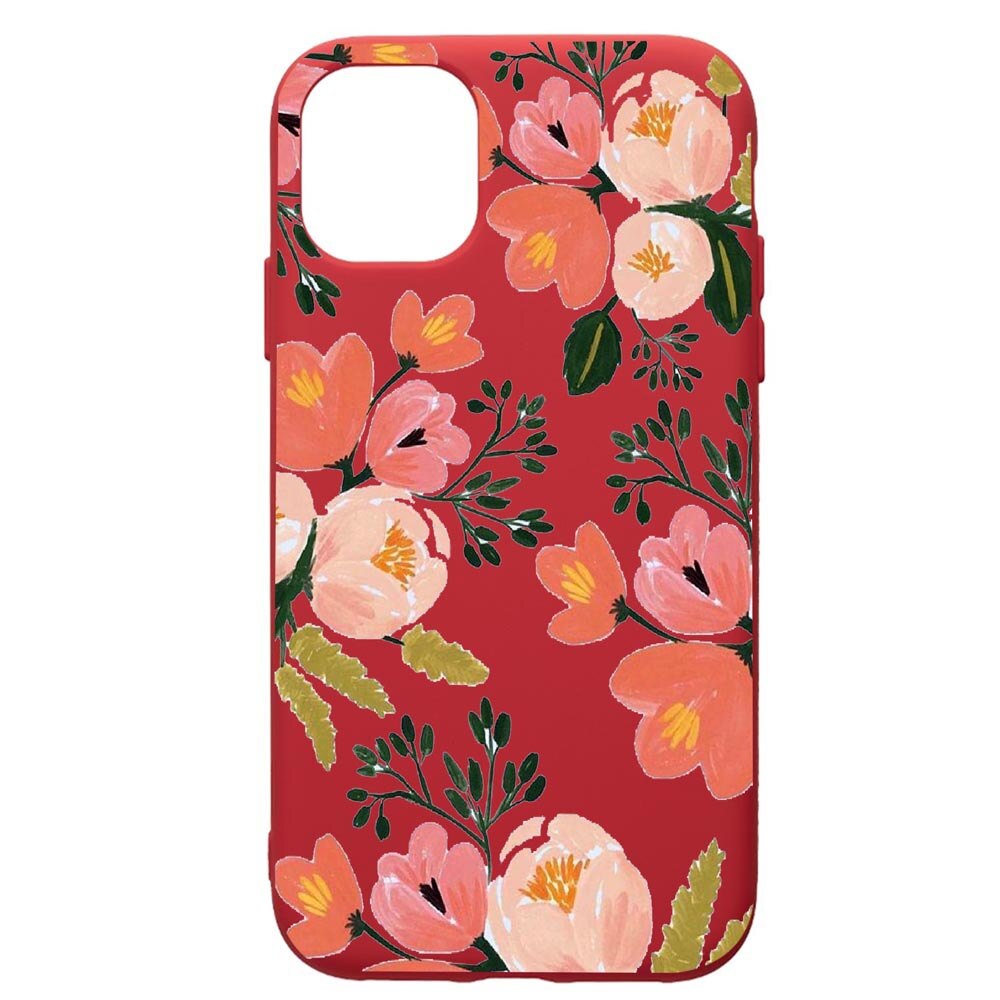 Husa de protectie Samsung Galaxy A51, Flowers - Pastel Colors, silicon, cu interiorul din material textil, protectie camera, Red, PR504