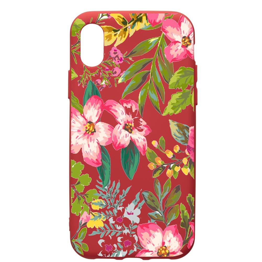 Husa de protectie Samsung Galaxy A01, Flowers - Pastel Colors, silicon, cu interiorul din material textil, protectie camera, Red, PR510