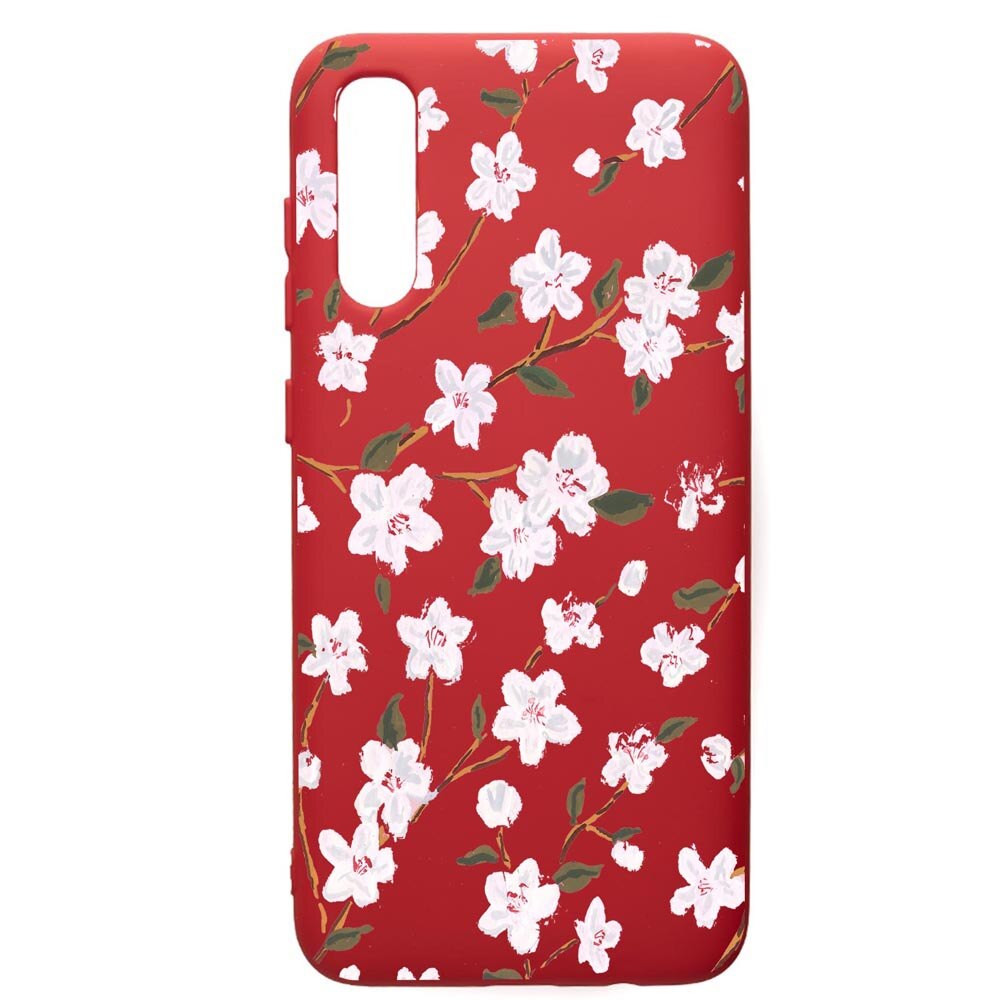 Husa de protectie Samsung Galaxy A70, Spring Flowers, silicon, cu interiorul din material textil, protectie camera, Red, PR512