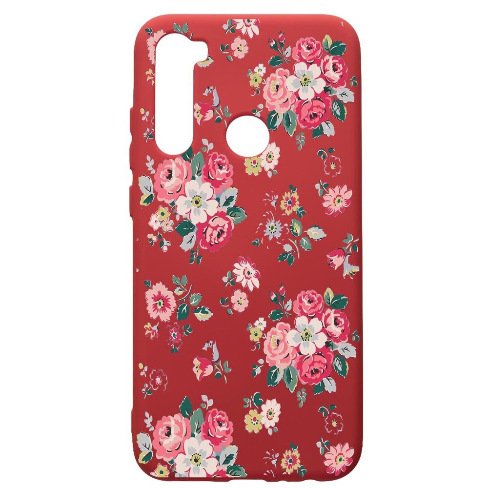 Husa de protectie Xiaomi Redmi Note 8, Flowers - Pastel Colors, silicon, cu interiorul din material textil, protectie camera, Red, PR511
