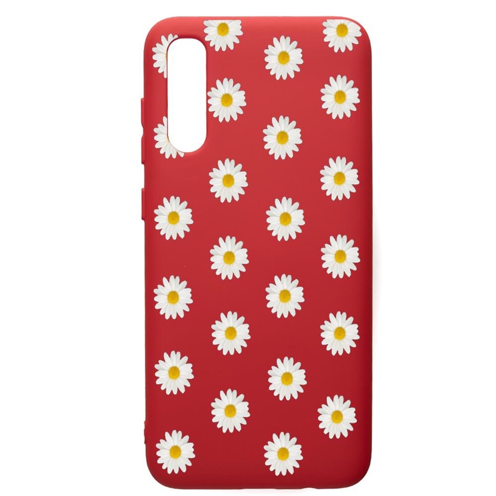 Husa de protectie Samsung Galaxy A70, Happy Flowers, silicon, cu interiorul din material textil, protectie camera, Red, PR513