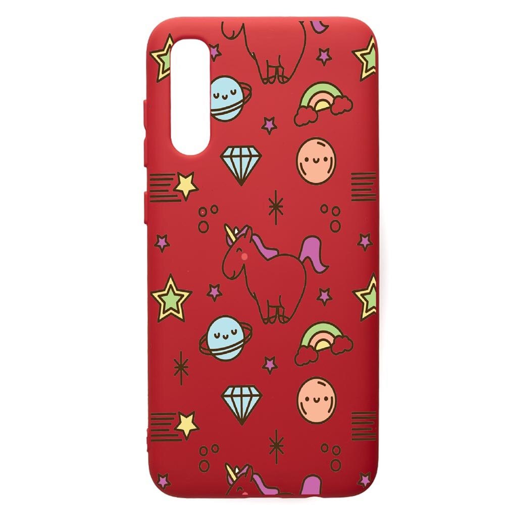 Husa de protectie Samsung Galaxy A70, Unicorn - Universe, silicon, cu interiorul din material textil, protectie camera, Red, PR526