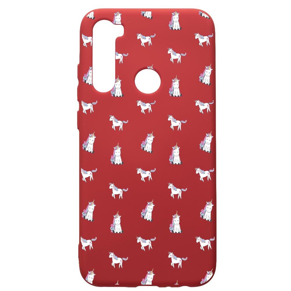 Husa de protectie Xiaomi Redmi Note 8, Unicorn, silicon, cu interiorul din material textil, protectie camera, Red, PR522