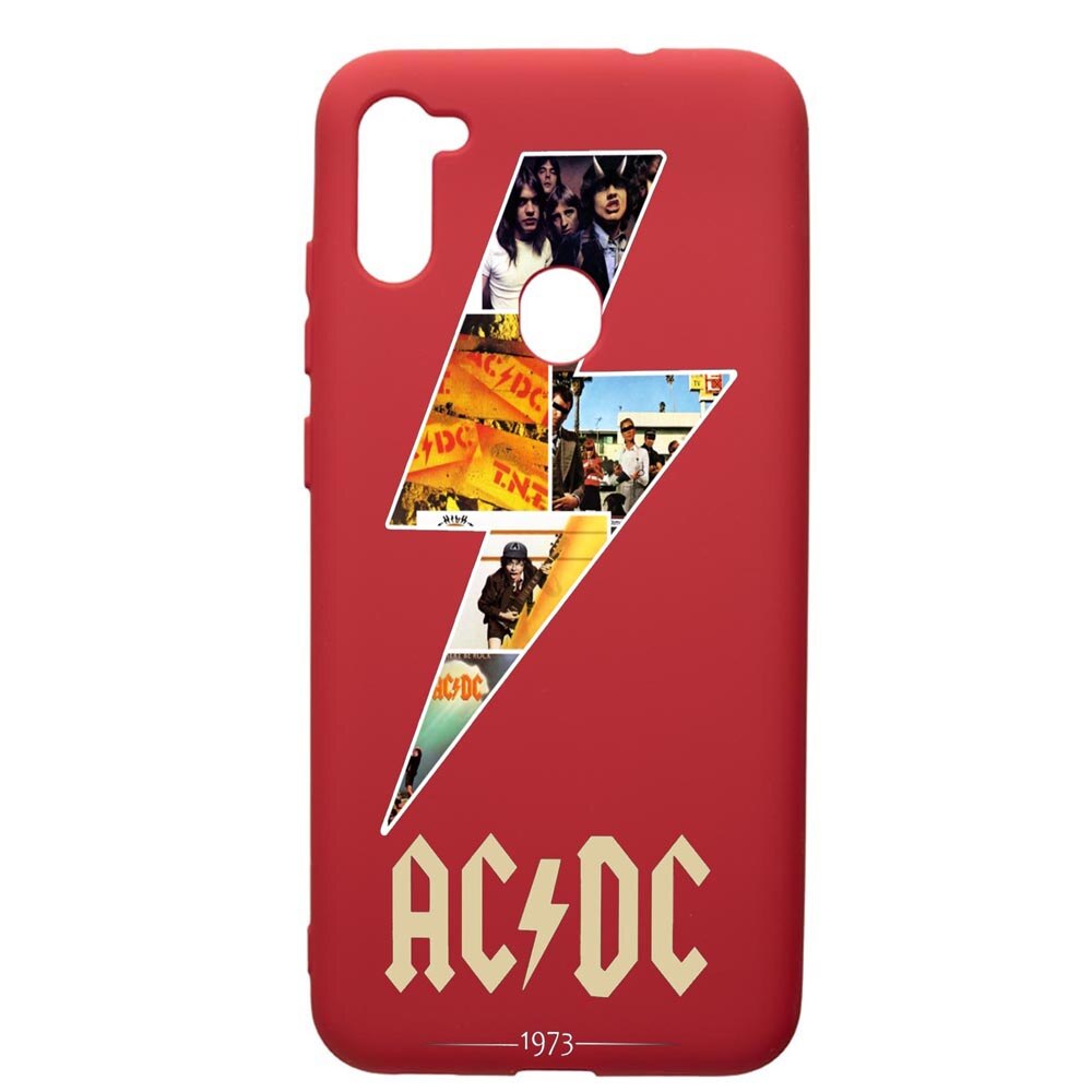 Husa de protectie Samsung Galaxy A11, AC/DC, silicon, cu interiorul din material textil, protectie camera, Red, PR534
