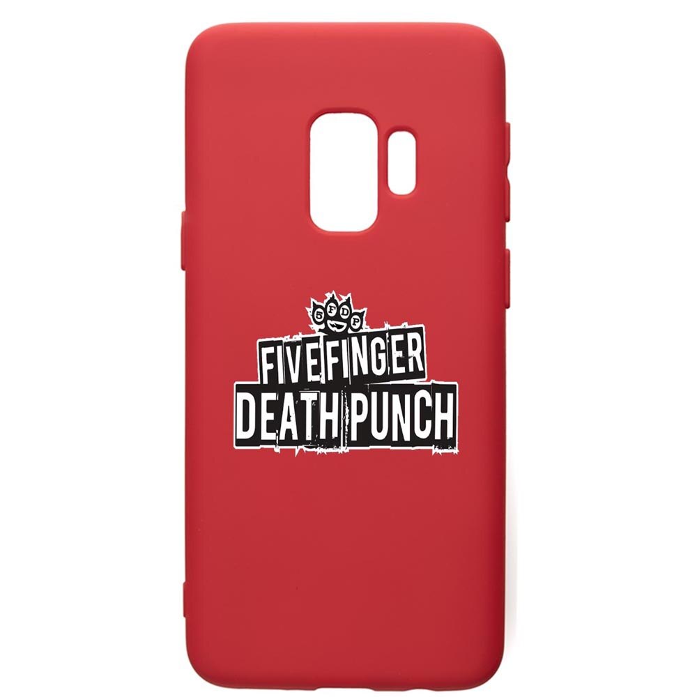 Husa de protectie Samsung Galaxy S9, Five Finger Death Punch, silicon, cu interiorul din material textil, protectie camera, Red, PR536