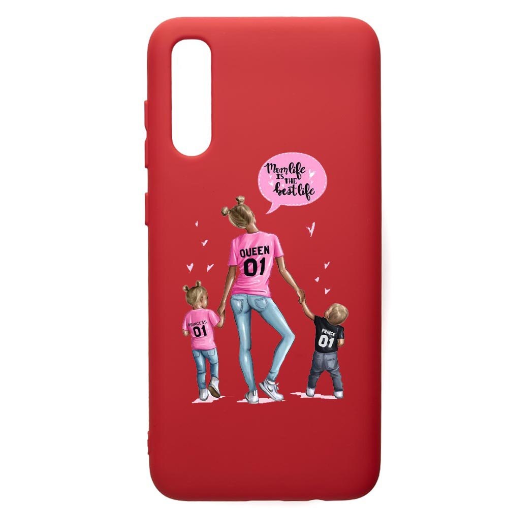 Husa de protectie Samsung Galaxy A70, Mom Life, silicon, cu interiorul din material textil, protectie camera, Red, PR557