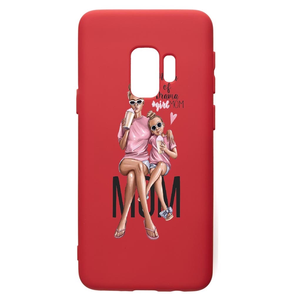 Husa de protectie Samsung Galaxy S9, Girl Mom, silicon, cu interiorul din material textil, protectie camera, Red, PR558