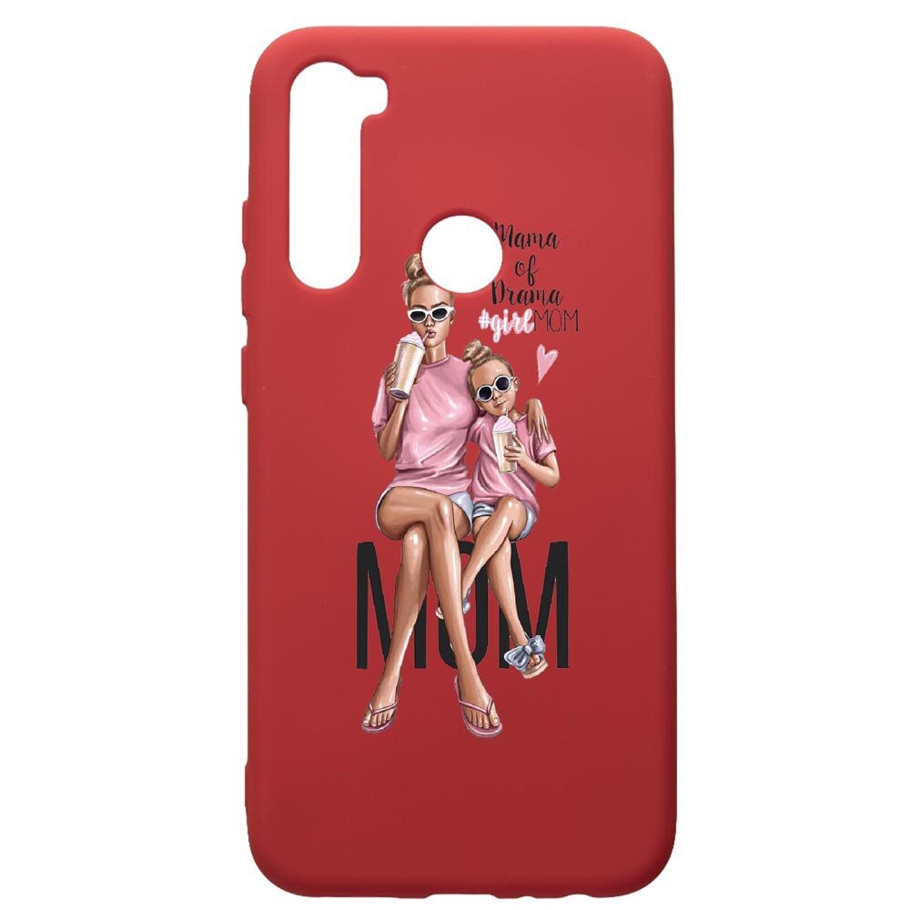 Husa de protectie Xiaomi Redmi Note 8, Girl Mom, silicon, cu interiorul din material textil, protectie camera, Red, PR558