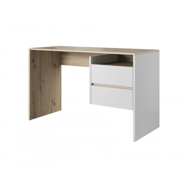 Masa PC, stejar artisan/alb mat,125x75,5x51,6 cm, mobHAUS,PACO