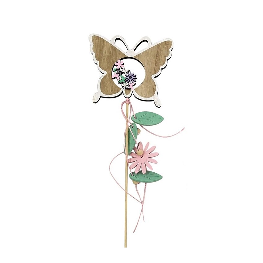 Betisor decorativ din lemn in forma de fluture, 10 cm