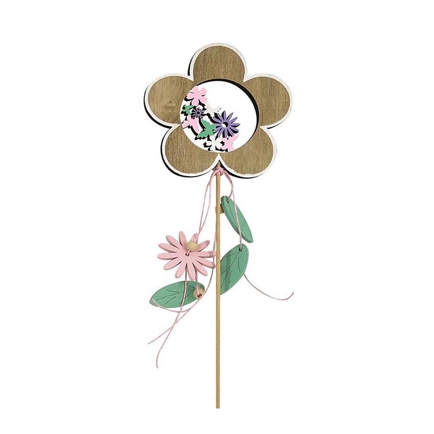 Betisor decorativ din lemn in forma de floare, 10 cm