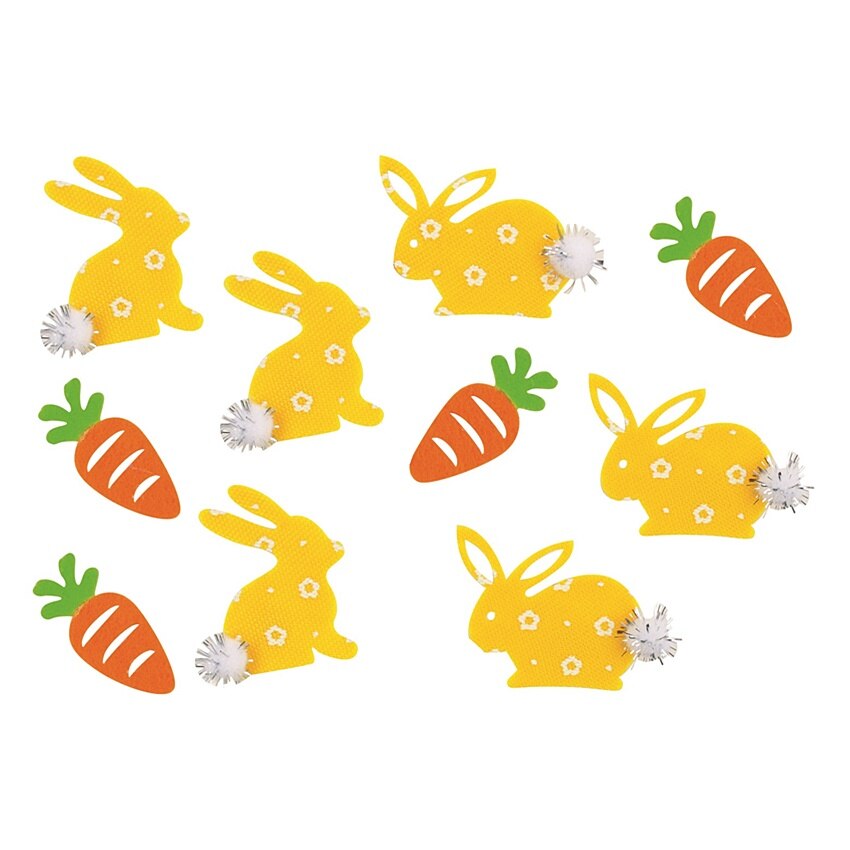 Set 10 iepurasi si morcovi din fetru, 4 cm